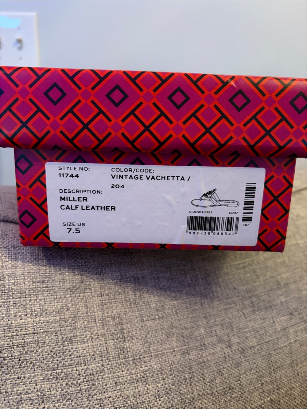 Tory Burch Miller Sandals Vintage Vachetta Brown size 7.5 NEW IN BOX - Picture 2 of 8
